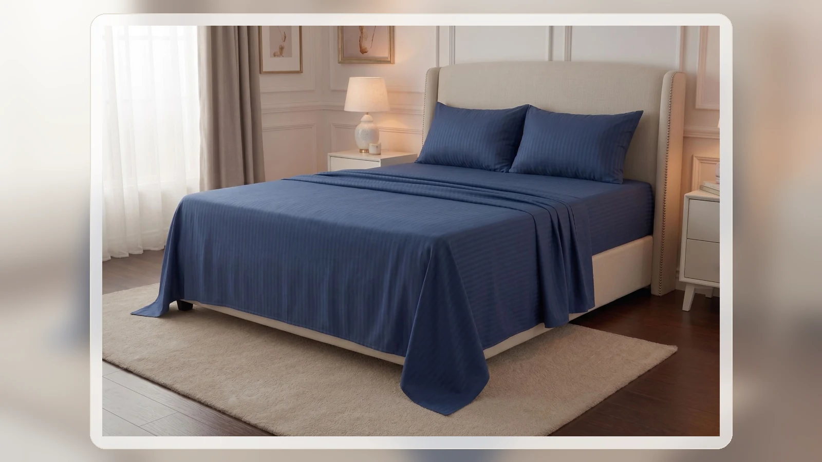 Juego de sábanas azul para hogar y hotelería