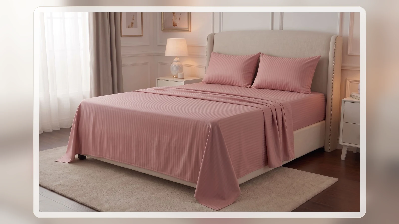 Juego de sábanas rosadas