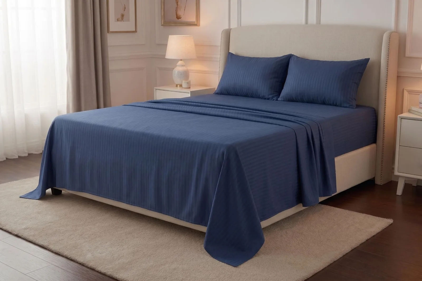 Sábanas azules para habitaciones